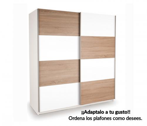 Imagen principal ARMARIO PUERTAS CORREDERAS 200X195X60 MOD.HOMY (COLOR BLANCO / ROBLE SONOMA)