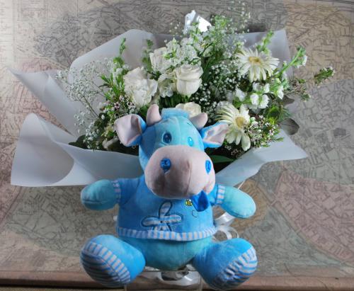 Imagen principal Ramo blanco con peluche