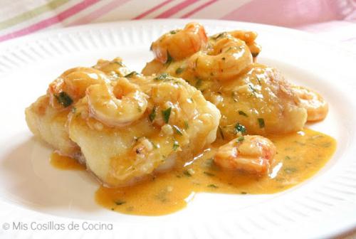 Imagen principal Merluza con salsa de Langostinos